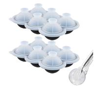 2 Pezzi Stampo Ghiaccio Sferico, 6 Cubetti da 5 cm in Silicone con Coperchio - Senza BPA, Facile Estrazione e Impilabile - per Whisky, Cocktail, Succhi, Cioccolato e Alimenti per Bambini