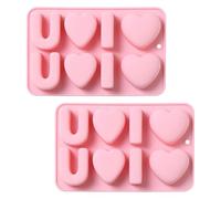 2 Pezzi Stampo in Silicone a Cuore Love per Dolci, Rilascio Rapido | Alimentare, Antiaderente, per Budino e Ghiaccio, Tema San Valentino, Forma Adorabile