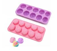 2 Pezzi Stampo in Silicone a Forma di Rosa 10 Cavità,Stampi Caramelle per Dolci,HMCEY Stampi Cioccolato per Gelati,Stampo Ghiaccio Cocktail,Stampini per Saponette Fai Da Te per Gelatini, Biscotti