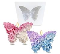 2 Pezzi Stampo in Silicone Farfalla 3D per Candele, Portacandele DIY in Gesso, per la Festa della Mamma, San Valentino, Decorazione da Tavolo