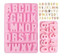 2 pezzi stampo in silicone, numeri stampo in silicone, lettere stampo in silicone, numeri 0-9, stampo numeri 3D, stampi in silicone alfabeto dalla A alla Z, stampo da forno lettere