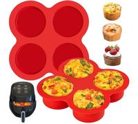 2 pezzi Stampo in Silicone per Air Fryer con 4 Cavità,Stampi in Silicone Antiaderenti per Muffin,Cupcake,Torte,Dolci e Quiche,Teglia in Silicones Resistente al Calore,Ideale Stampi per Dolci da Forno