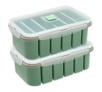 2 Pezzi Stampo in Silicone per Congelatore con Coperchio, 6 Cubetti per Brodo - Vaschetta Antiaderente Impilabile senza BPA, per Zuppa, Salsa - Lavabile in Lavastoviglie