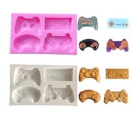 2 Pezzi Stampo in Silicone per Controller, Stampo per Fondente per Caramelle, Stampi per Colata in Silicone, Applica a Cioccolato, Decorazione per Torte(Grigio, Rosa)