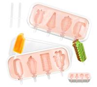 2 Pezzi Stampo in Silicone per Gelato con Stecca, Forma per Gelato Frutta a Forma di Orso a Mano, Fai da Te Stampo per Gelato Creative, BPA Riutilizzabile con Coperchio, Gelato Fatto in Casa con