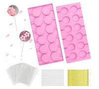 2 Pezzi Stampo in Silicone per Lecca-lecca Silicone Lollipop Mold con 100 Caramelle Bastoncino Rotondi in Silicone Lollipop Stampo per Fare Gelatina Cioccolato Lecca (Rosa)