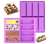 2 Pezzi Stampo per Barrette da Forno Stampo Rettangolare in Silicone con 8 Cavità Stampi in Silicone per Dolci Stampi per Barrette di Cereali Rettangolari Stampi per Barrette Cereali Proteiche