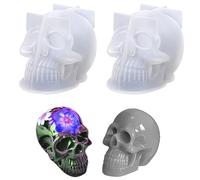 2 Pezzi Stampo per Candela con Teschio, Stampi per Teschi di Halloween, Stampi per Candele con Teschio in Silicone, per la Festa di Halloween, Creazione di Aromaterapia, Candele