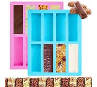 2 Pezzi Stampo Rettangolare In Silicone Con 8 Cavità Sta-mpi Per Barrette Silicone Antiaderente Per Barre-tte Stampi Rettangolari In Sili-cone Per Barrette Di Cereali Per Torrone,Cereali,Muffin