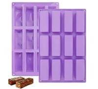 2 Pezzi Stampo Silicone Barrette, Stampi in Silicone per Dolci 12 Cavità, 29.5x17.2cm Stampo per Barrette Energetiche, Stampi in Silicone Rettangolari per Cioccolato, Pane, Muffin, Cheesecake, Sapone