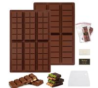 2 Pezzi Stampo Tavoletta in Silicone per Cioccolato Profondo, Rettangoli Stampo in Silicone Cioccolato dubai Con Raschietto e 100 Buste e Adesivi, Antiaderente Stampini Cioccolatini Tavoletta