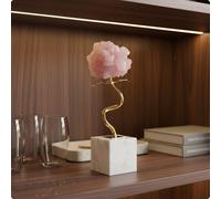 2 Pezzi Statua Decorativa in Cristallo Rosa Effetto Lusso Leggero per Mobile