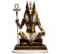 2 pezzi Statua in acrilico piatta di lusso di Anubi in oro - Decorazione da scrivania piatta bohémien del dio egiziano, colori vivaci, design realistico con base elegante, senza alimentazione necessar