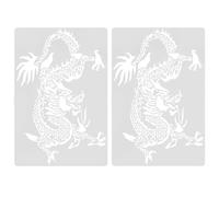 2 Pezzi Stencil a Forma di Drago, Modello in PVC Bianco | Portatile e Leggero, Esperienza Artistica Interattiva, Aiuta la Motricità Fine, per Attività Creative
