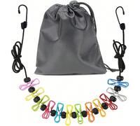 2 pezzi Stendibiancheria portatile retrattile, Stendibiancheria da interno, Stendibiancheria da campeggio all'aperto con 12 mollette e borsa portaoggetti, Stendibiancheria da viaggio antivento, Access