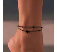 2 pezzi Stile Alla moda Cavigliera decorata con cuore in ferro e perle per donna, decorazione quotidiana, San Valentino, mamma, madre, Festa della Mamma, regalo Tagli UnicaLega di zinco