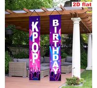 2 Pezzi Striscione di Compleanno a Tema K-POP per Coppie, Realizzato in Materiale di Poliestere, Adatto per Matrimoni, Riunioni di Amici, Compleanni, Decorazione Interna/Esterna, Decorazione della Cas