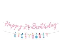 2 Pezzi Striscione per il 21° Compleanno, Pre-Infilato Bottiglia di Champagne Decorazioni Compleanno 21 Anni per Articoli for Feste Sfondo Fotografico