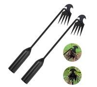 2 pezzi strumento di diserbo manuale, diserbatore manuale a 4 denti, strumento di diserbo in acciaio al manganese, strappare erba cattiva, estrattore di erbe cattive, per diserbo da giardino