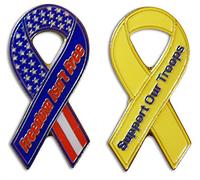 2 pezzi Support Our Troops & Freedom Isn't Free Nastro patriottico risvolto o cappello spilla & Tie Tack Set con frizione posteriore by Novel Merk