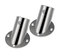 2 Pezzi Supporto Angolare per Asta Doccia Argento, in Acciaio Inox, 26mm | Fissaggio a Parete con Base Flangiata Inclinata, Vite Antiallentamento, per Installazioni in Angolo e Armadi