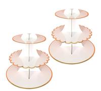 2 Pezzi Supporto Cupcake in Cartone, Alzata Cupcake a 3 Livelli, rotondo Supporto Torta per Tè Pomeridiano, Feste, Compleanni, Matrimoni Baby Shower Dessert Party Decorazioni da Forno (Bianca)