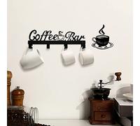 2 pezzi supporto da parete in metallo con 4 ganci per bar da caffè, moderno gancio da parete in metallo, organizer da parete in metallo per riporre bicchieri da caffè in metallo, decorazione da