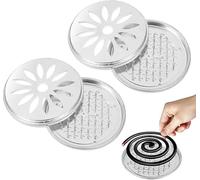 2 Pezzi Supporto per Bobine di Zanzara in Acciaio Inox, Bobina Repellente con Copertura, per la Camera da letto, il Giardino, il Campeggio e l'outdoor (C)