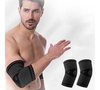 (2 pezzi) Supporto per gomiti da tennis/golf, supporto per gomiti da palestra, supporto per gomiti da uomo/donna, supporto per manica di protezione sportiva, nero, previene le lesioni secondarie
