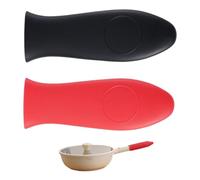 2 Pezzi Supporto per Manico Caldo in Silicone, Manicotti per Manici in Silicone Resistenti al Calore, Impugnatura Antiscivolo, Coperchio Manico per Padelle, Padella in Ghisa (Nero, Rosso)