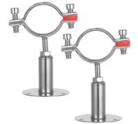 2 Pezzi Supporto per Tubo in Acciaio Inox Regolabile Dn40 42-45 MM | Montaggio Sicuro, Uso Versatile in Officina e Cantina, Finitura Argento, per Tubi e Condotte Aria Condizionata