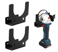 2 Pezzi Supporto Smerigliatrice Angolare, Supporto a Parete per Utensili con Portacavi, Rack Organizzatore per Smerigliatrici, Levigatrici e Attrezzi da Taglio, Nero