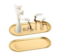 2 Pezzi Svuotatasche Design Moderno Vassoio Decorativo Vassoio da Portata Vassoio Caffe Vassoio Oro per Dessert Cosmetici Gioielli Profumi