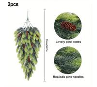 2 Pezzi Swag di Pino Artificiale con Pigne 30 Pollici Natale da Appendere a Pare