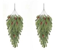 2 Pezzi Swag di Pino Artificiale con Pigne 30 Pollici Natale da Appendere a Pare