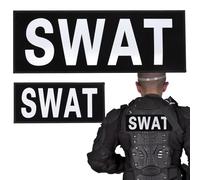 2 Pezzi SWAT Patch Riflettenti IR - Toppe Tattiche Ricamate con Hook and Loop, Alta Visibilità per Gilet Tactico, Uniforme, Zaino, Berretti e Abbigliamento (1 Grande + 1 Piccolo)