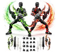 2 pezzi T13 Action Figure Set (montaggio completato), barra multipla stampata 3D, Lucky 13 Robot Action Figure Dummy, Titan 13 Action Figure, decorazioni per desktop per amanti del gioco, nero, verde