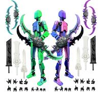 2 pezzi T13 Action Figure Set (montaggio completato), barra multipla stampata 3D, titanio 13 action figurine, Lucky 13 robot action figure manichino, decorazioni per desktop per amanti del gioco
