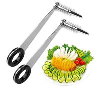 2 Pezzi Taglia Patate a Spirale, Affettatrice a Spirale in Acciaio Inossidabile, Utensile Manuale Tagliare Verdure a Spiral Portatile, Spiralizzatore per Patate, Cetrioli, Carote, Frutta