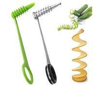 2 Pezzi Taglia Verdure a Spirale, Affettatrice a Spirale, Spiralizzatore per Patate, per Patate, Carote, Cetrioli, Ideale per Cucina, Barbecue, Picnic