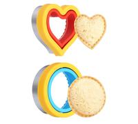 2 Pezzi Tagliapanini e Sigillatore per Forma Cuore/Rotonda Rosso/Giallo/Blu