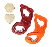 2 Pezzi Tagliapanini Senza Crosta, Forma Fiore/Cuore (Rosso/Arancio)