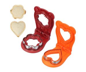 2 Pezzi Tagliapanini Senza Crosta, Forma Fiore/Cuore (Rosso/Arancio)