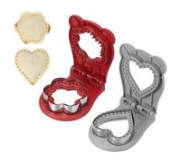 2 Pezzi Tagliapanini Senza Crosta, Forma Fiore/Cuore (Rosso/Grigio) per Cucina