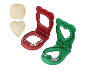 2 Pezzi Tagliapanini Senza Crosta, Forma Quadrata/Cuore (Rosso/Verde) per Cucina