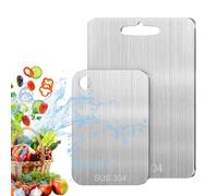 2 Pezzi Tagliere Acciaio Inox, Tagliere In Acciaio Inossidabile, Doppio Lato per Alimenti, Tagliere Cucina per Uso per Carne, Frutta, Verdura (34 * 23cm+25 * 15cm)