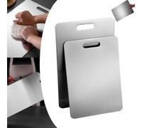 2 Pezzi Tagliere Acciaio Inox, Tagliere in Acciaio Inossidabile, Doppio Lato per Alimenti taglieri da Cucina, taglieri in Titanio per Cucina, per Carne, Frutta, Verdura(34 * 23cm+25 * 15cm)