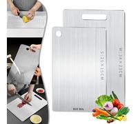 2 Pezzi Tagliere in Titanio e Acciaio Inox 304, Fronte-Retro per Uso Alimentare - Facile da Pulire, Resistente alla Muffa per Carne, Pane, Verdure e Frutta