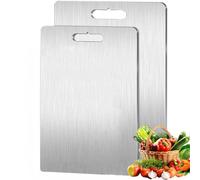 2 Pezzi Tagliere in Titanio,Rivestimento in Titanio Tagliere Acciaio Inox,Tagliere in Acciaio Inox Alimentare Ideale per Carne, Frutta, Verdura Cucina Professionale e Domestica