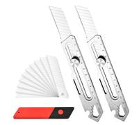 2 Pezzi Taglierino Professionale, 8 in 1 Retrattile Cutter Professionale in Acciaio Inox con 10 Lame SK5 Extra, Coltello Multiuso per Taglio di Aziende Fai-da-te